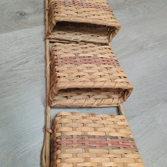 Vintage Wicker Wall Decor Mail Letter Bill Holder 3 Tier Cottagecore Country - Picture 3 of 7